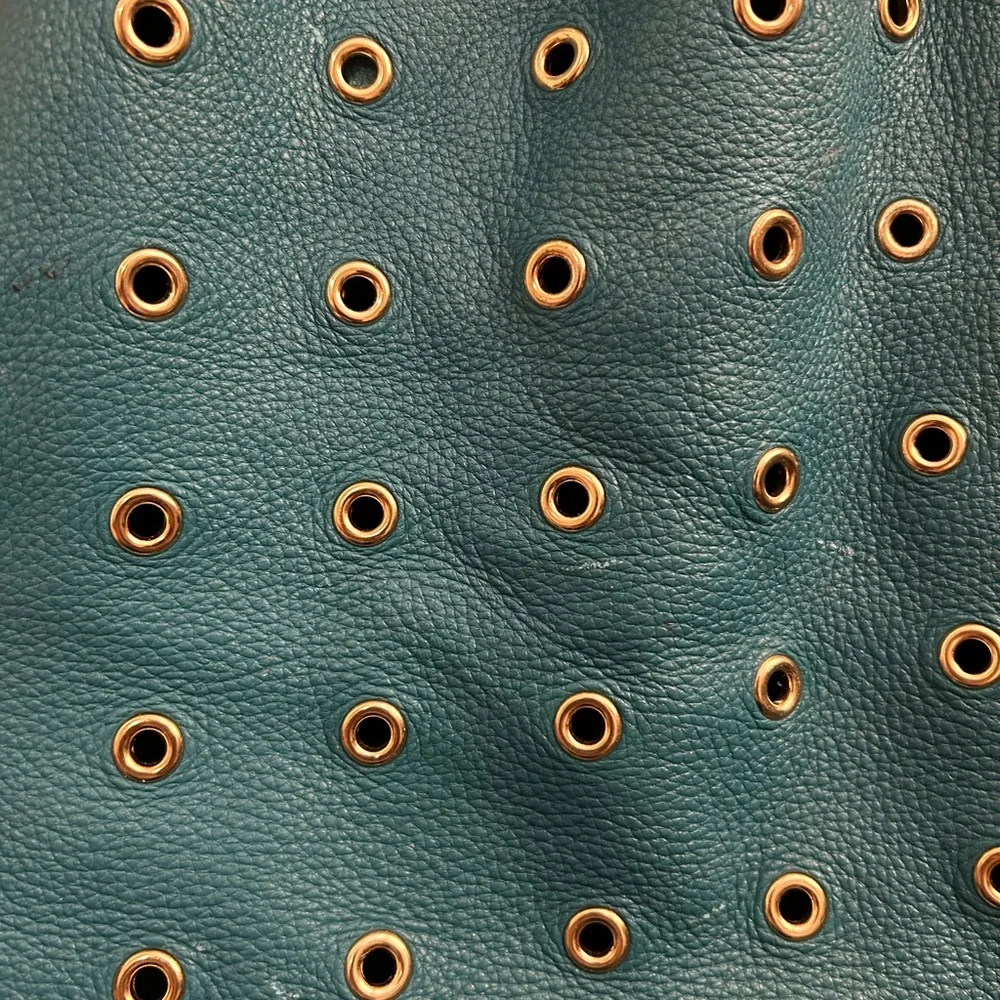 Michael Kors Teal Leather Eyelet Shoulder Bag - Picture 10 of 16